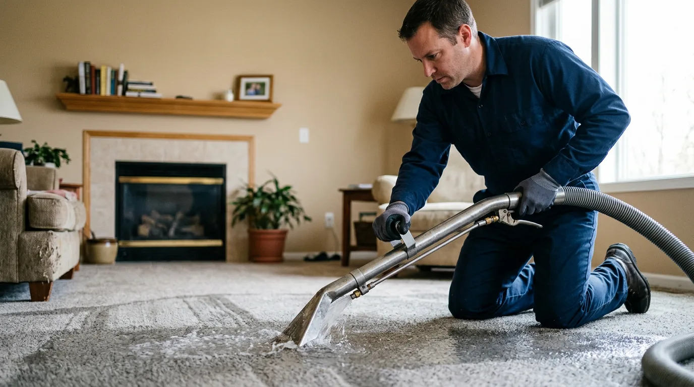 Water damage restoration technician working near Sterling, MA